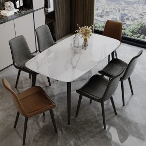 BICISY China Furniture Factory Furniture Factory Production Customized Slate Dining Table Household Small Apartment Modern Simple High-end Living Room Dining Dining Table Table Chair Combination Italian Minimalist